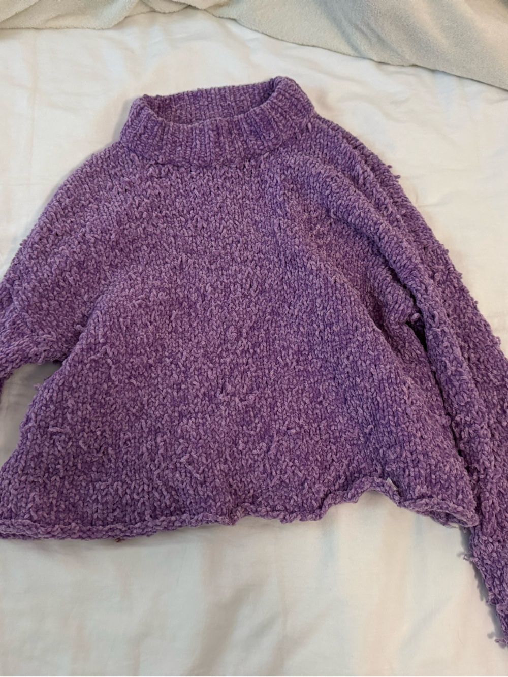 Urban Outfitters Milo Chenille Mock Neck Jumper Purple Crop Top Size Small